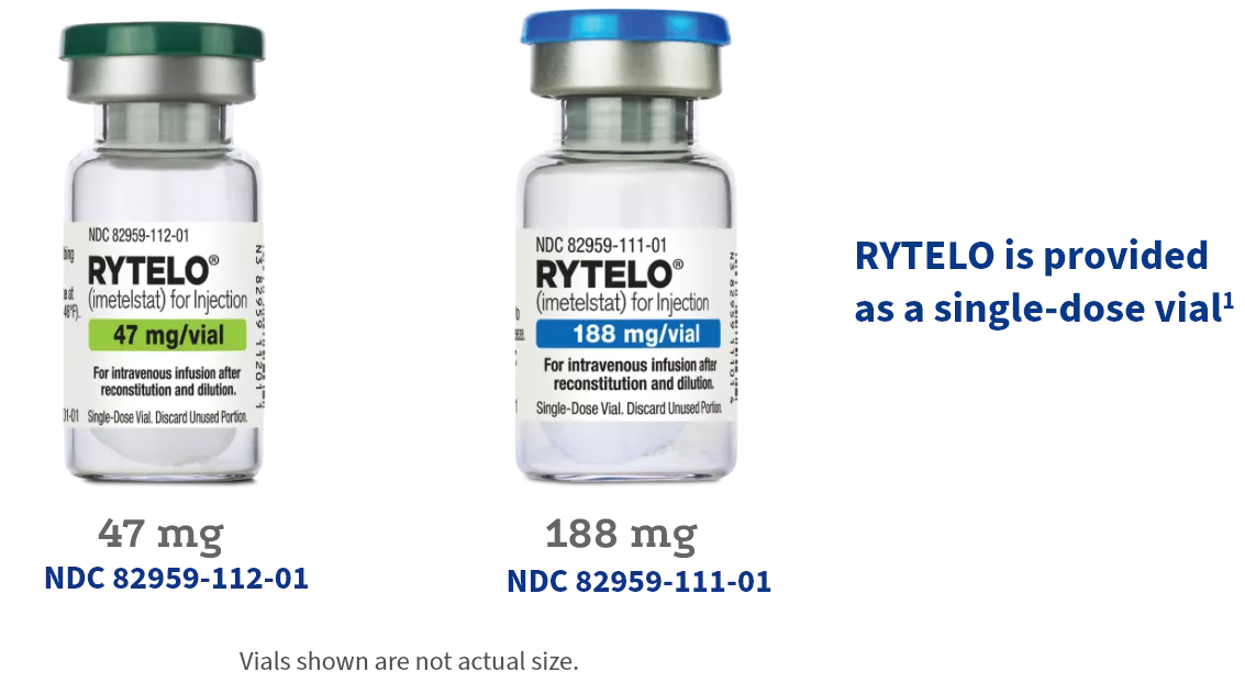 Image of the 2 RYTELO vial sizes.