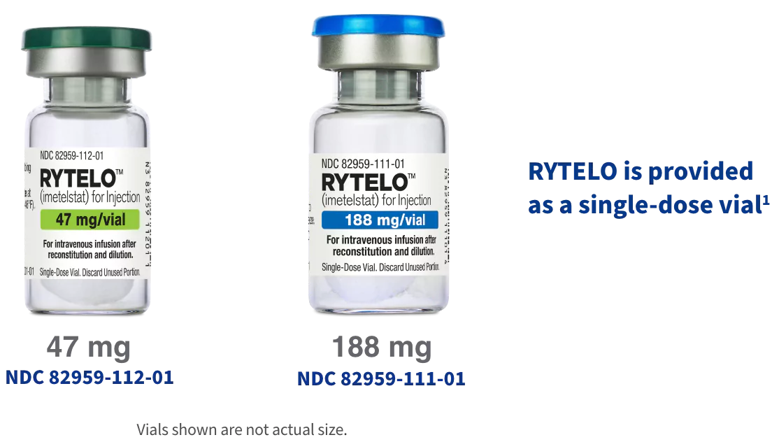 Image of the 2 RYTELO vial sizes.