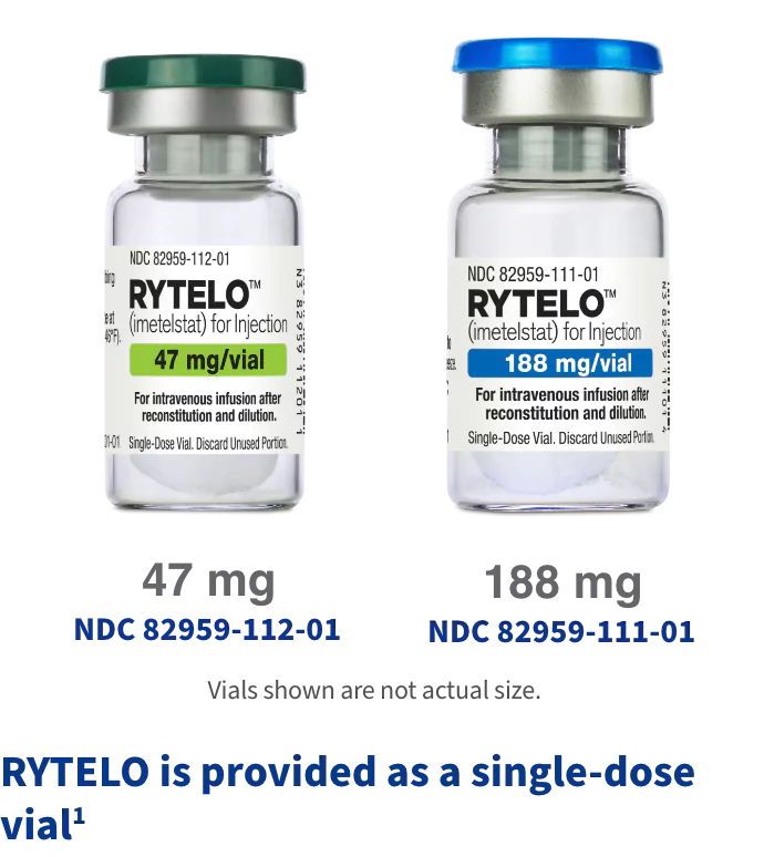Image of the 2 RYTELO vial sizes.