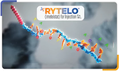 Three step diagram showing how RYTELO may work inside the cell.