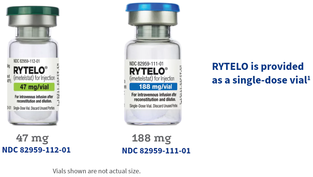 Image of the 2 RYTELO vial sizes.